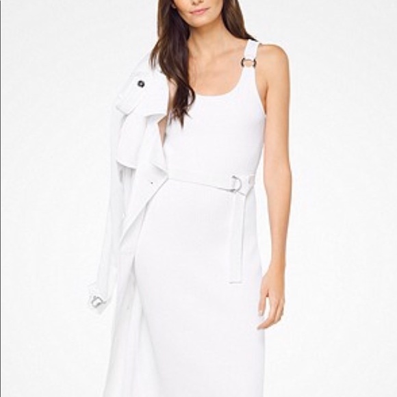 belted ribbed knit dress